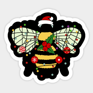 Bee Christmas Tree Xmas Lights Funny Bee Lover Christmas Gift Sticker